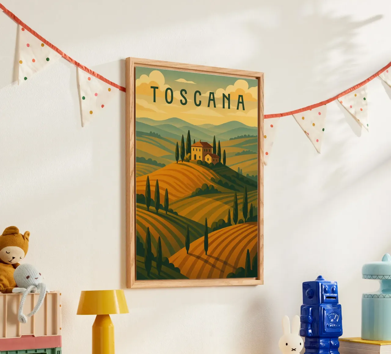 Toskana Reiseposter Italien - Rolling Hills & Cypress Roads Acryl-Glas von Wanderlust