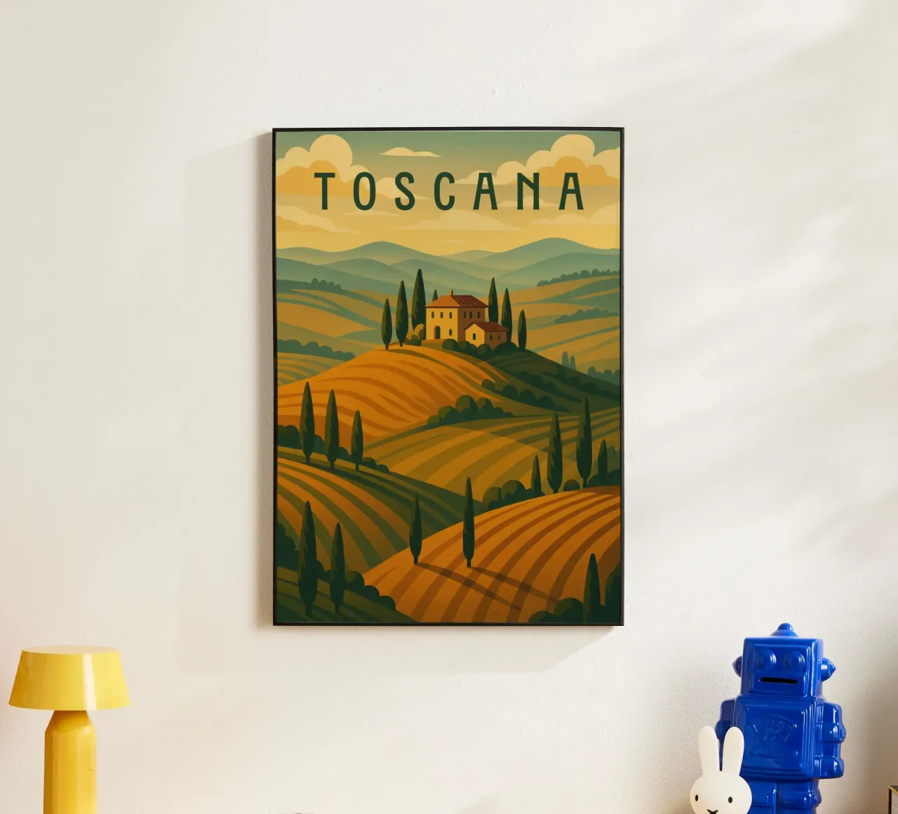 Poster di viaggio sulla Toscana - Colline ondulate e strade di cipressi alluminio dibond da Wanderlust