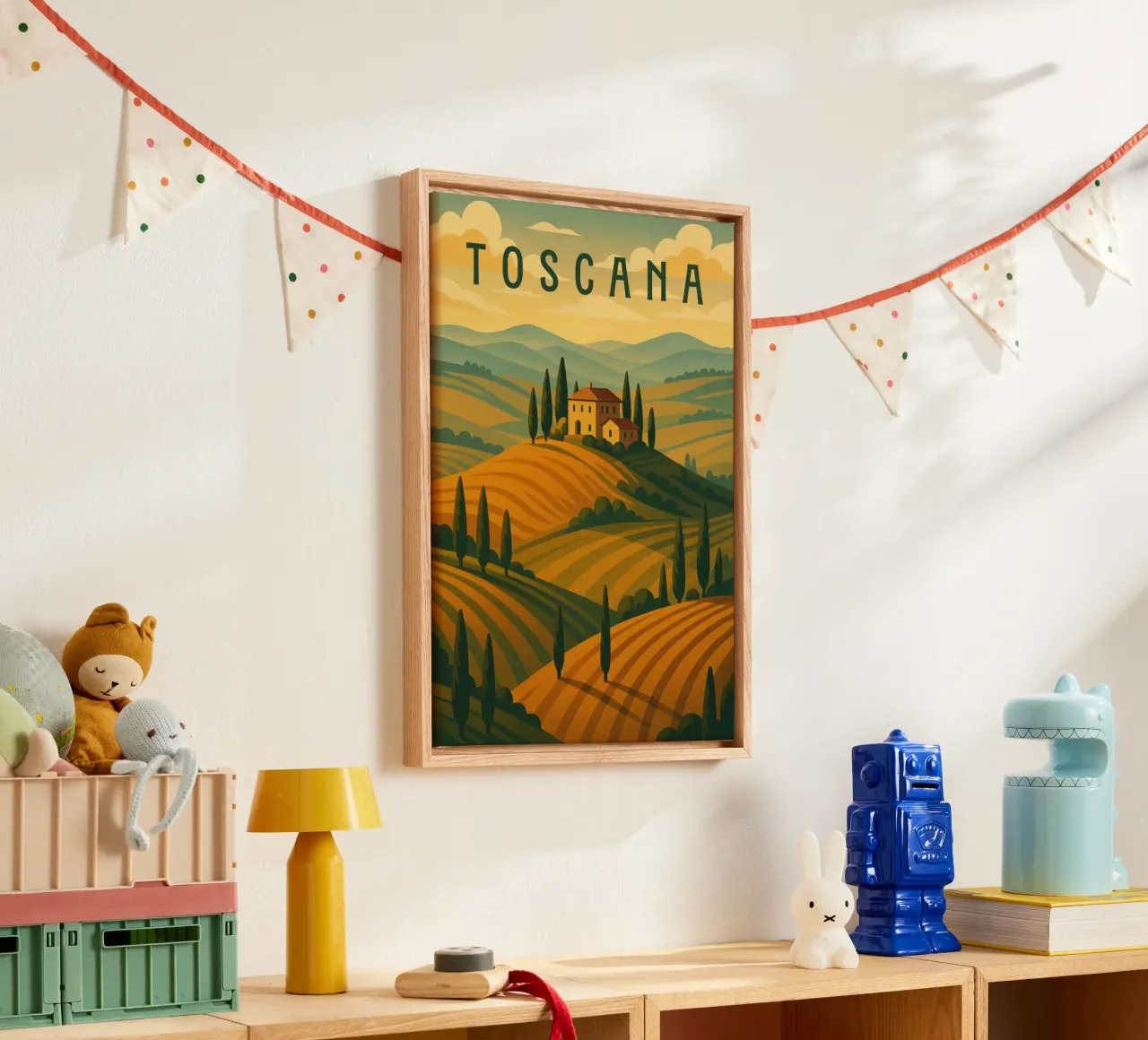 Toscane Reisposter Italië - Rolling Hills & Cypress Roads canvas van Wanderlust