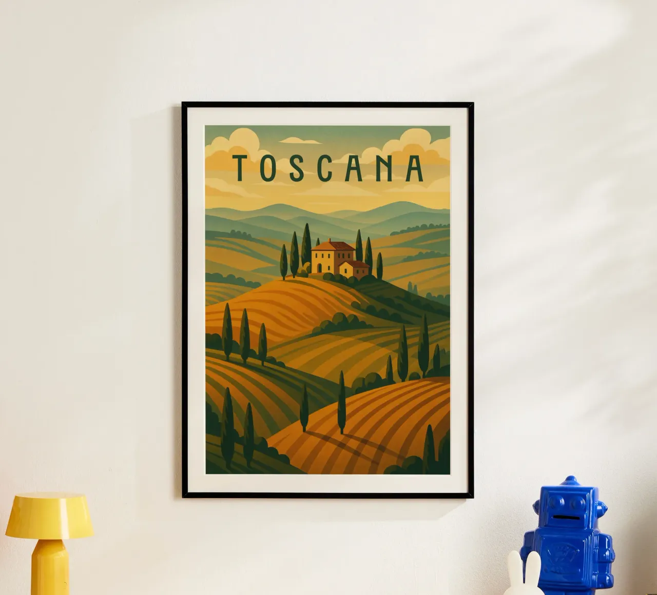 Tuscany Travel Poster Italy – Rolling Hills & Cypress Roads poster by Wanderlust