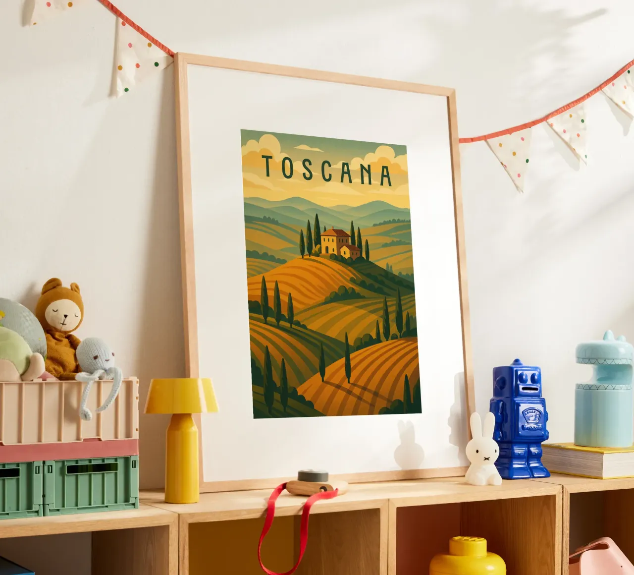 Toskana Reiseposter Italien - Rolling Hills & Cypress Roads Hahnemühle von Wanderlust