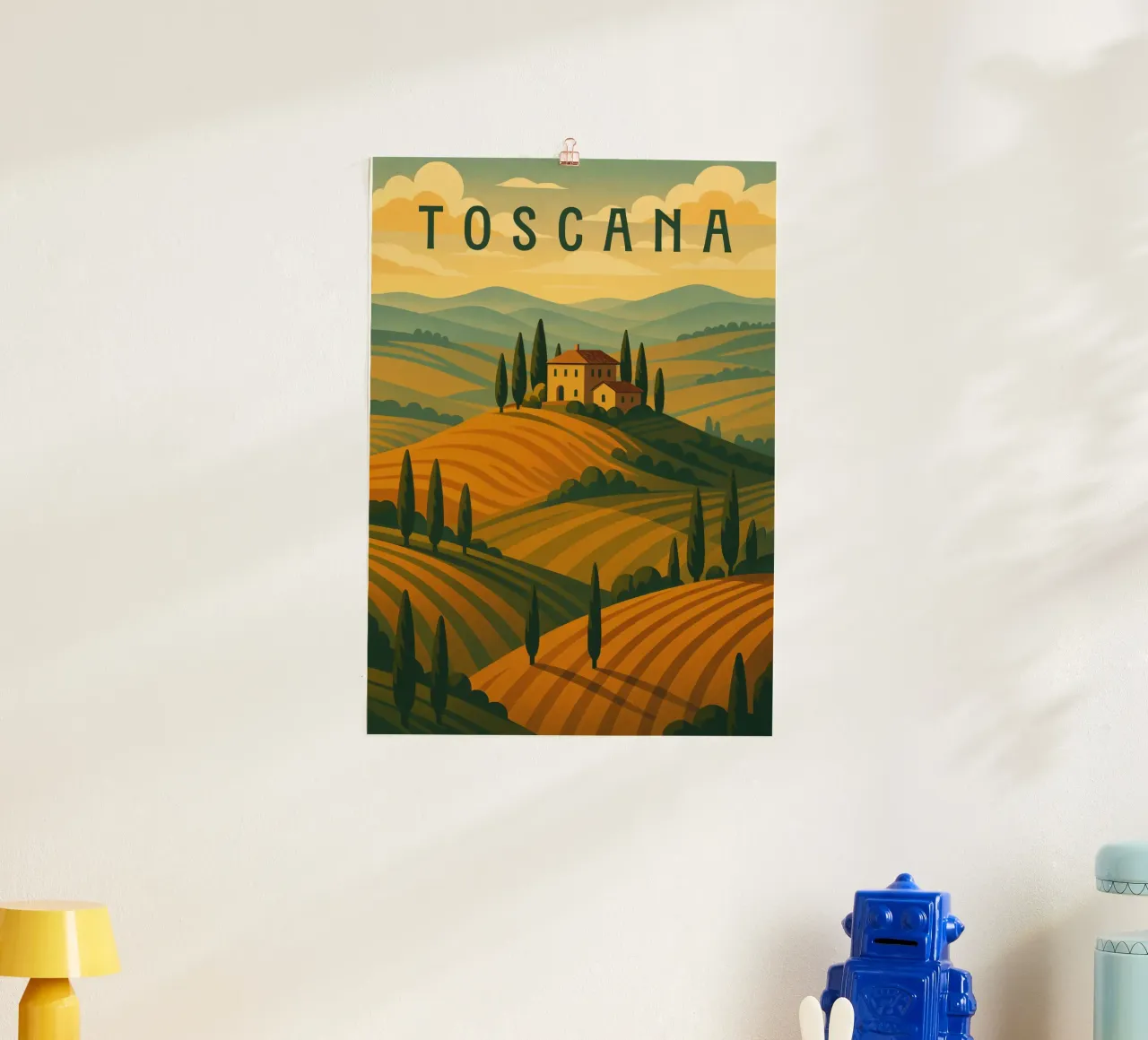 Tuscany Travel Poster Italy – Rolling Hills & Cypress Roads poster by Wanderlust