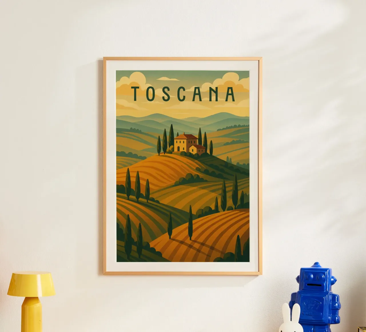 Toskana Reiseposter Italien - Rolling Hills & Cypress Roads Hahnemühle von Wanderlust