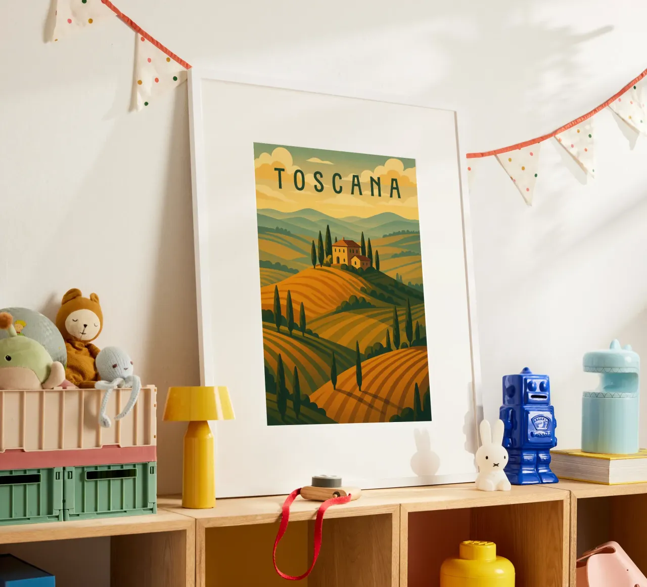 Tuscany Travel Poster Italy – Rolling Hills & Cypress Roads poster by Wanderlust