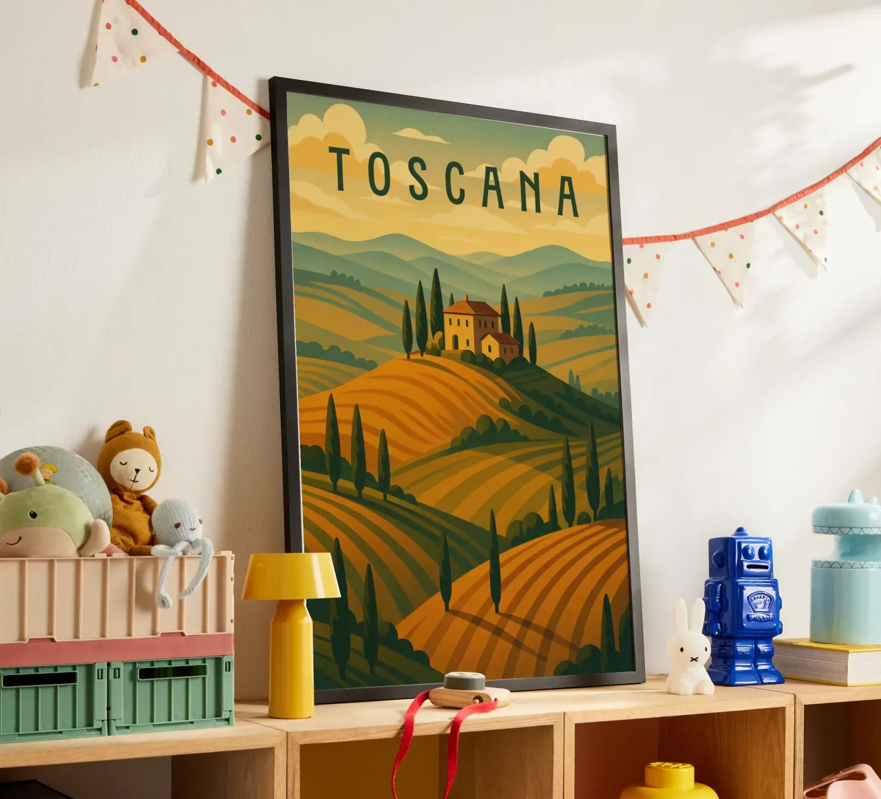 Tuscany Travel Poster Italy – Rolling Hills & Cypress Roads poster by Wanderlust