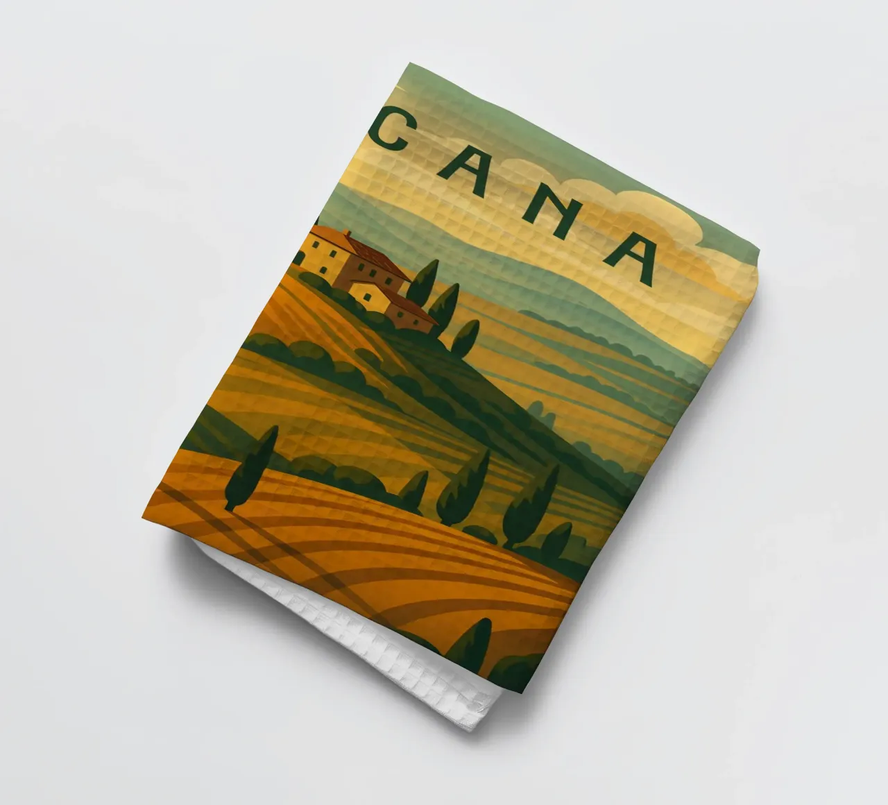 Toskana Reiseposter Italien - Rolling Hills & Cypress Roads Geschirrtuch von Wanderlust