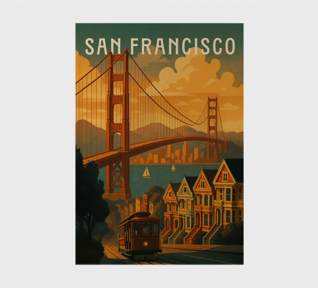 San Francisco Travel Poster – Golden Gate & Urban Coast notebook by Wanderlust
