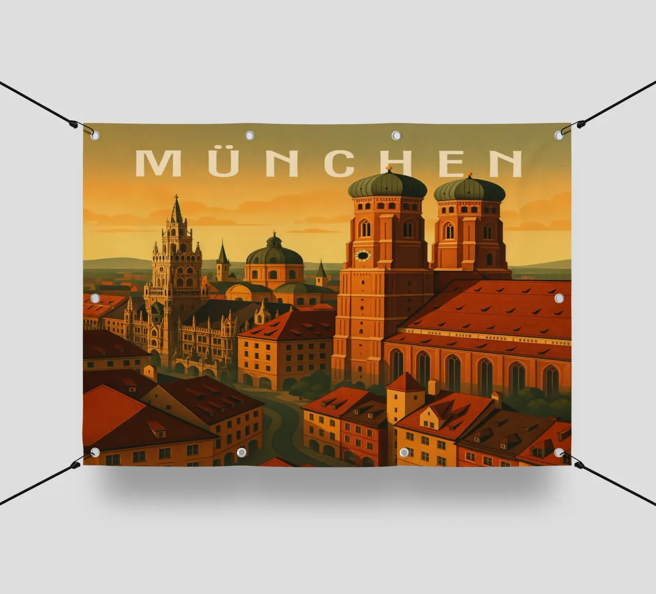 Poster di viaggio Monaco di Baviera Germania - Patrimonio e panorama bavarese telo in pvc da Wanderlust