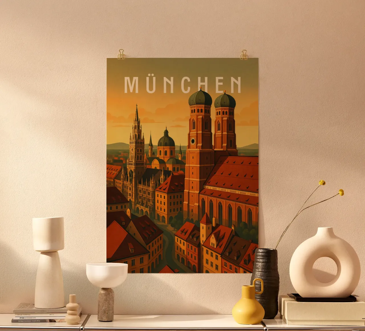 Poster di viaggio Monaco di Baviera Germania - Patrimonio e panorama bavarese poster con telaio in alluminio da Wanderlust