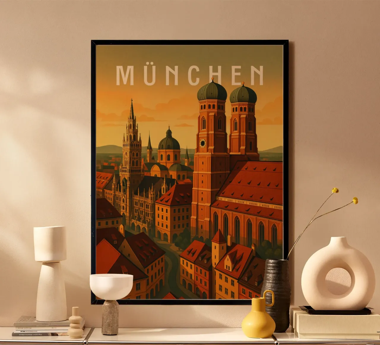 Poster di viaggio Monaco di Baviera Germania - Patrimonio e panorama bavarese poster con telaio in alluminio da Wanderlust