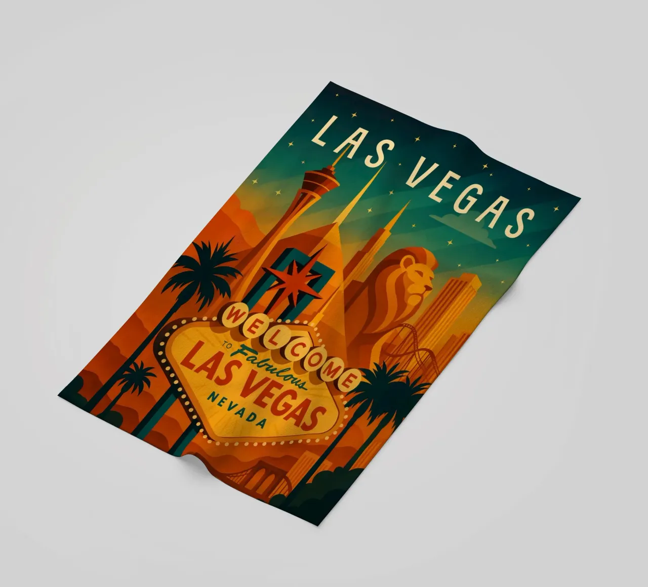 Las Vegas Reisposter - Nachtleven & Iconische Stripverlichting strandhanddoek van Wanderlust