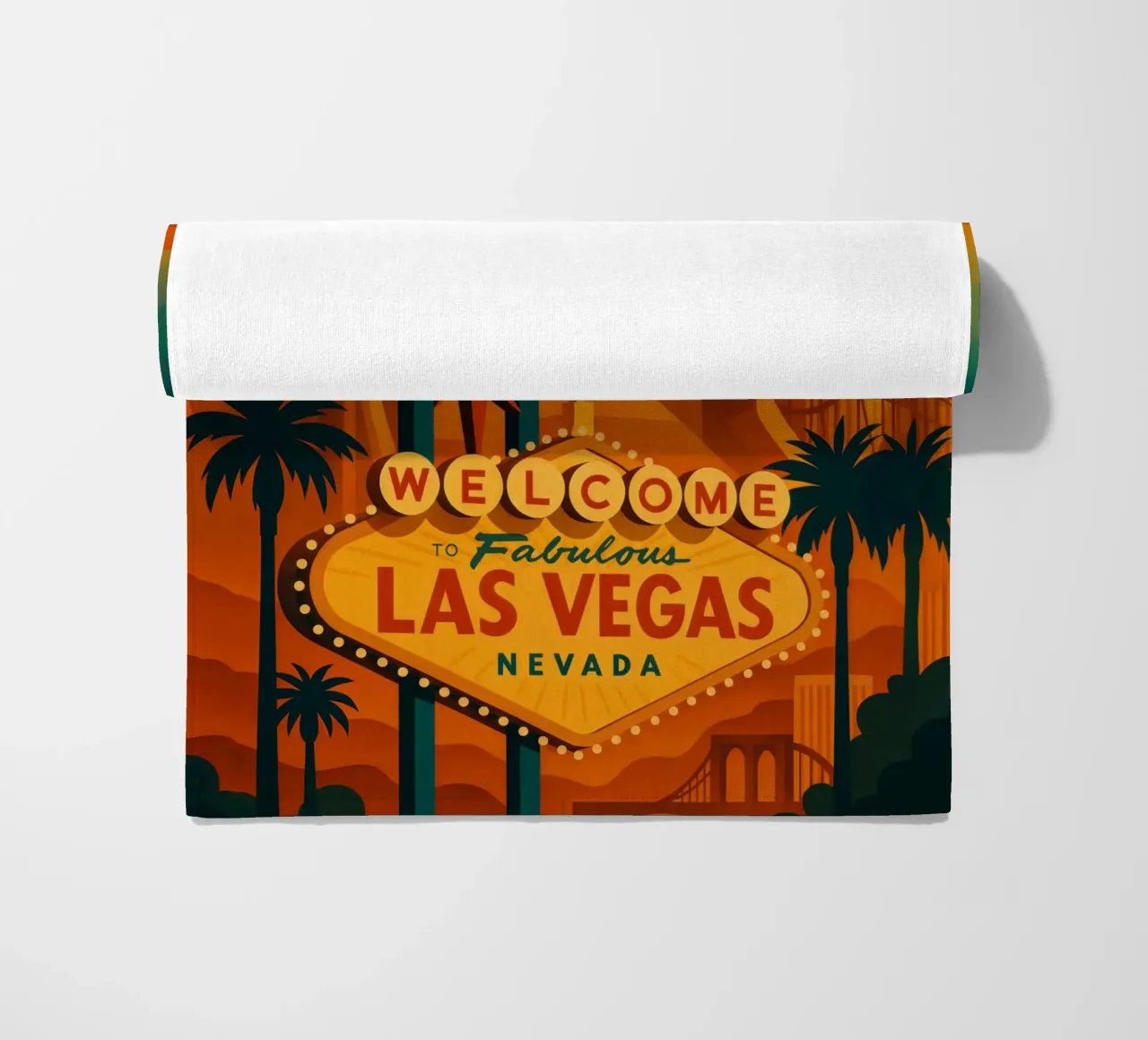 Las Vegas Reisposter - Nachtleven & Iconische Stripverlichting strandhanddoek van Wanderlust