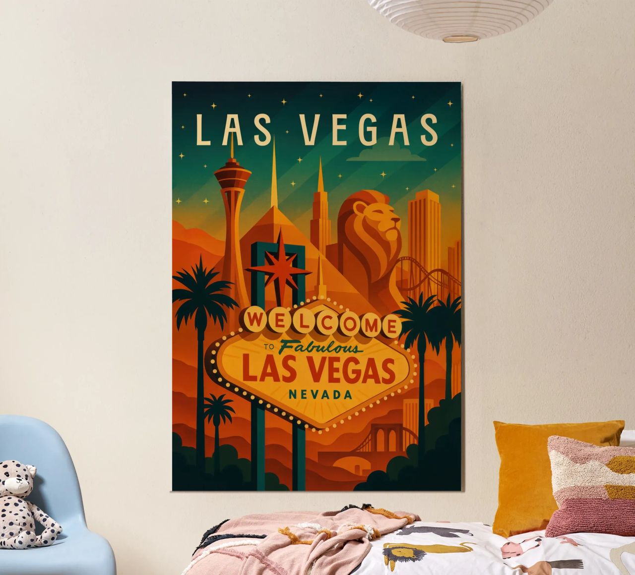 Las Vegas Travel Poster – Nightlife & Iconic Strip Lights poster by Wanderlust
