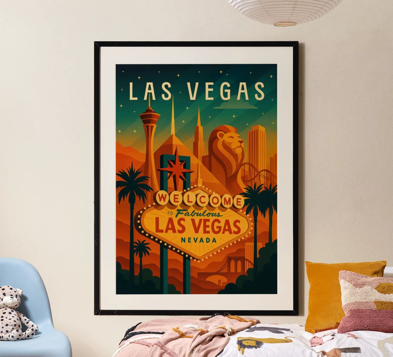 Las Vegas Travel Poster – Nightlife & Iconic Strip Lights poster by Wanderlust
