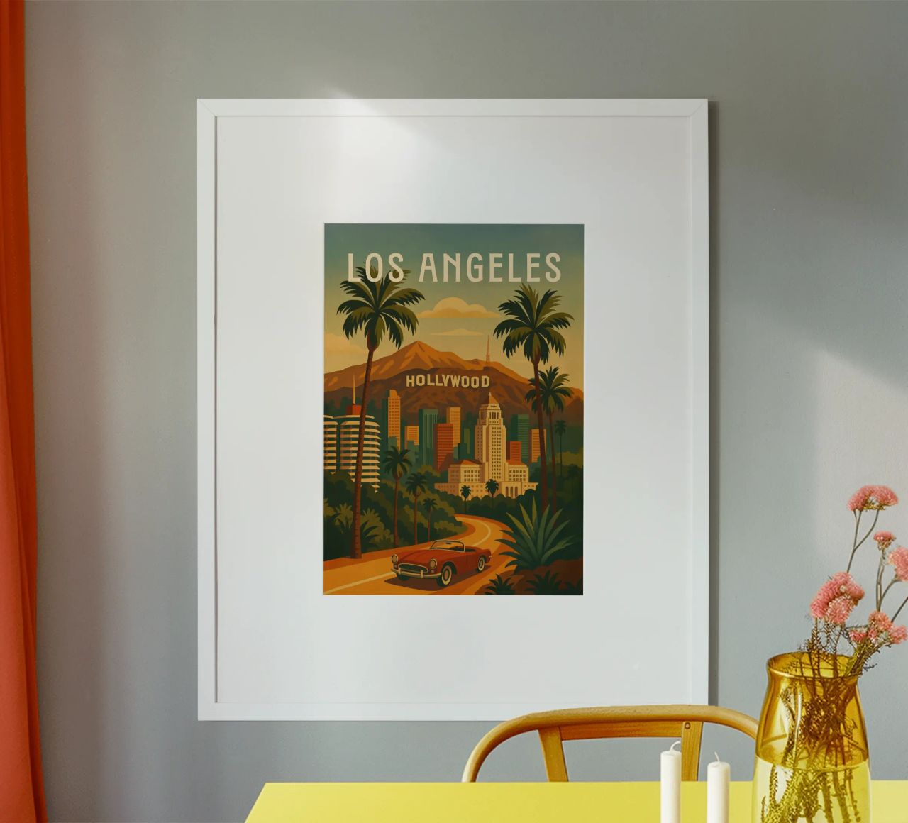 Affiche de voyage de Los Angeles - Hollywood Hills & Sunset Skies poster de Wanderlust