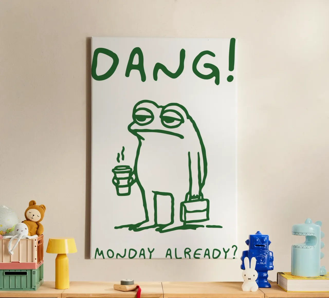 Frog Dang Monday Already ? canvas by Peyek Island
