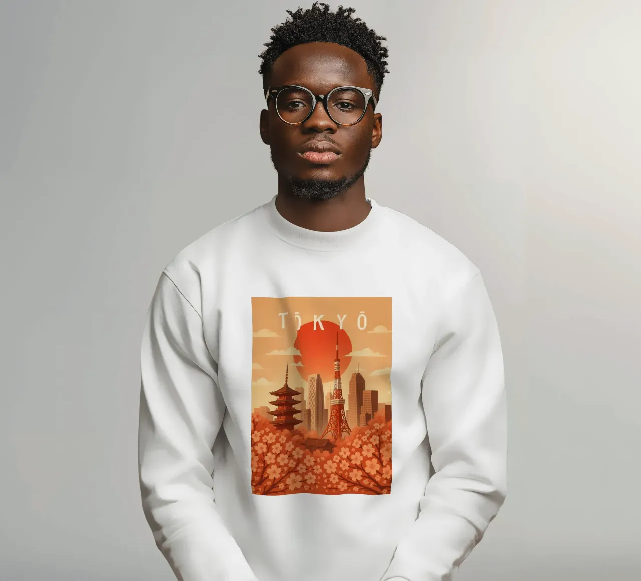 Tokyo Travel Poster Japan – Cherry Blossoms & Neon Skyline sweatshirt by Wanderlust