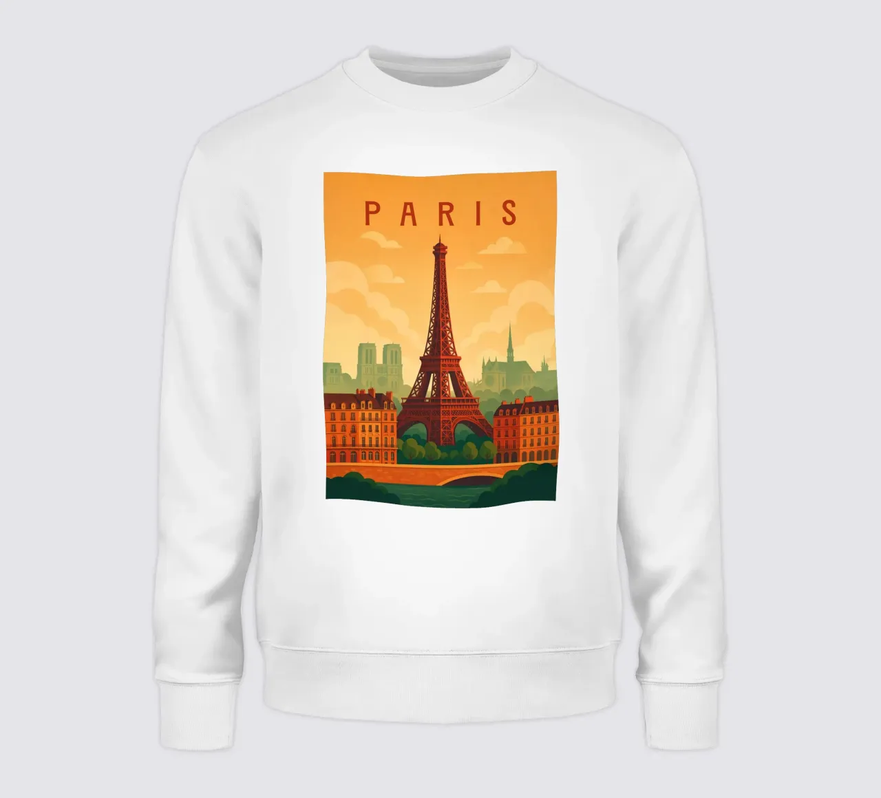 Paris Travel Poster Frankreich - Eiffelturm und romantische Seine Sweatshirt von Wanderlust