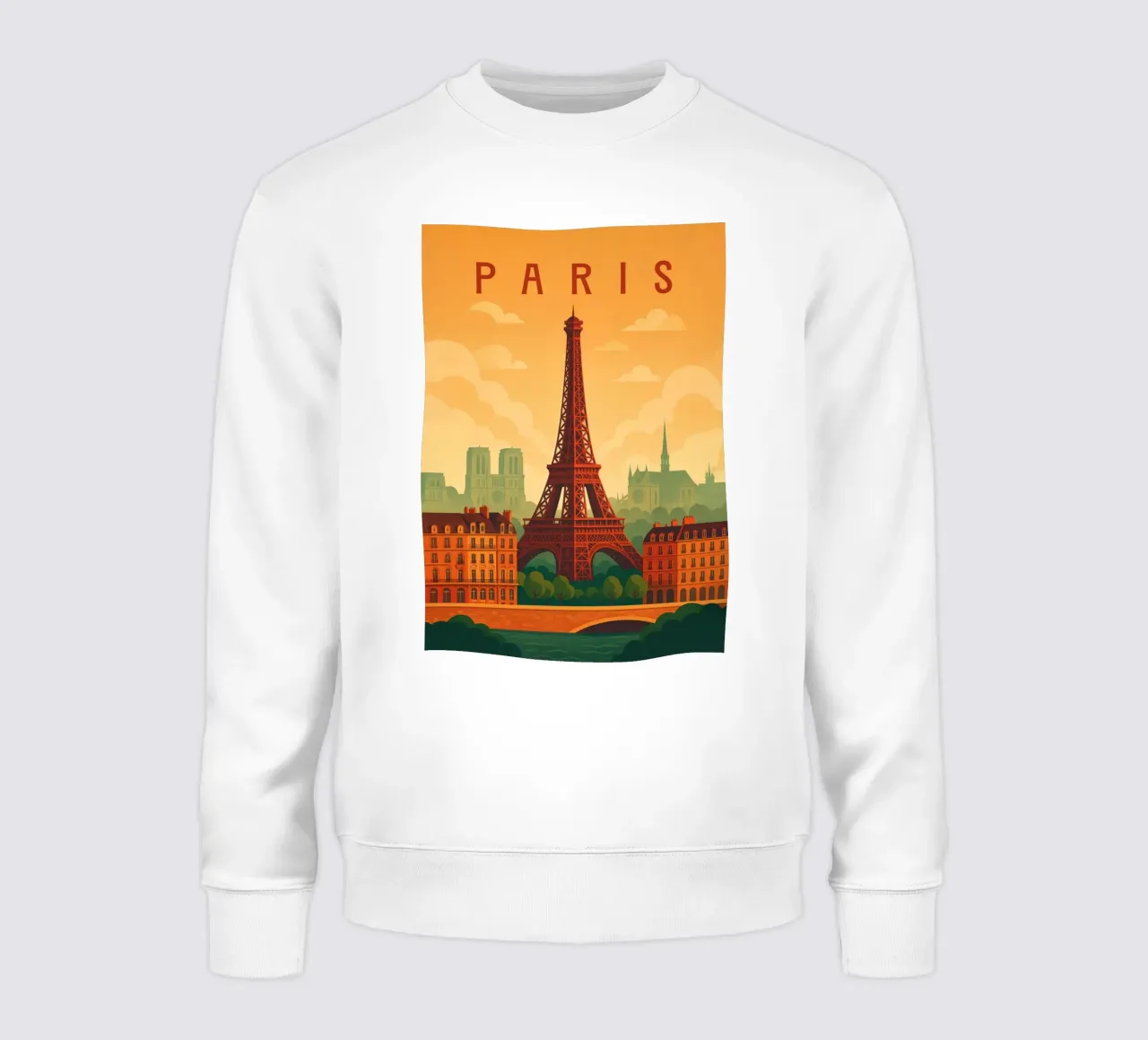 Paris Travel Poster Frankreich - Eiffelturm und romantische Seine Sweatshirt von Wanderlust