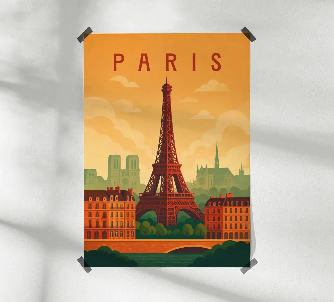 Poster di viaggio Parigi Francia - Torre Eiffel e Senna romantica poster da Wanderlust