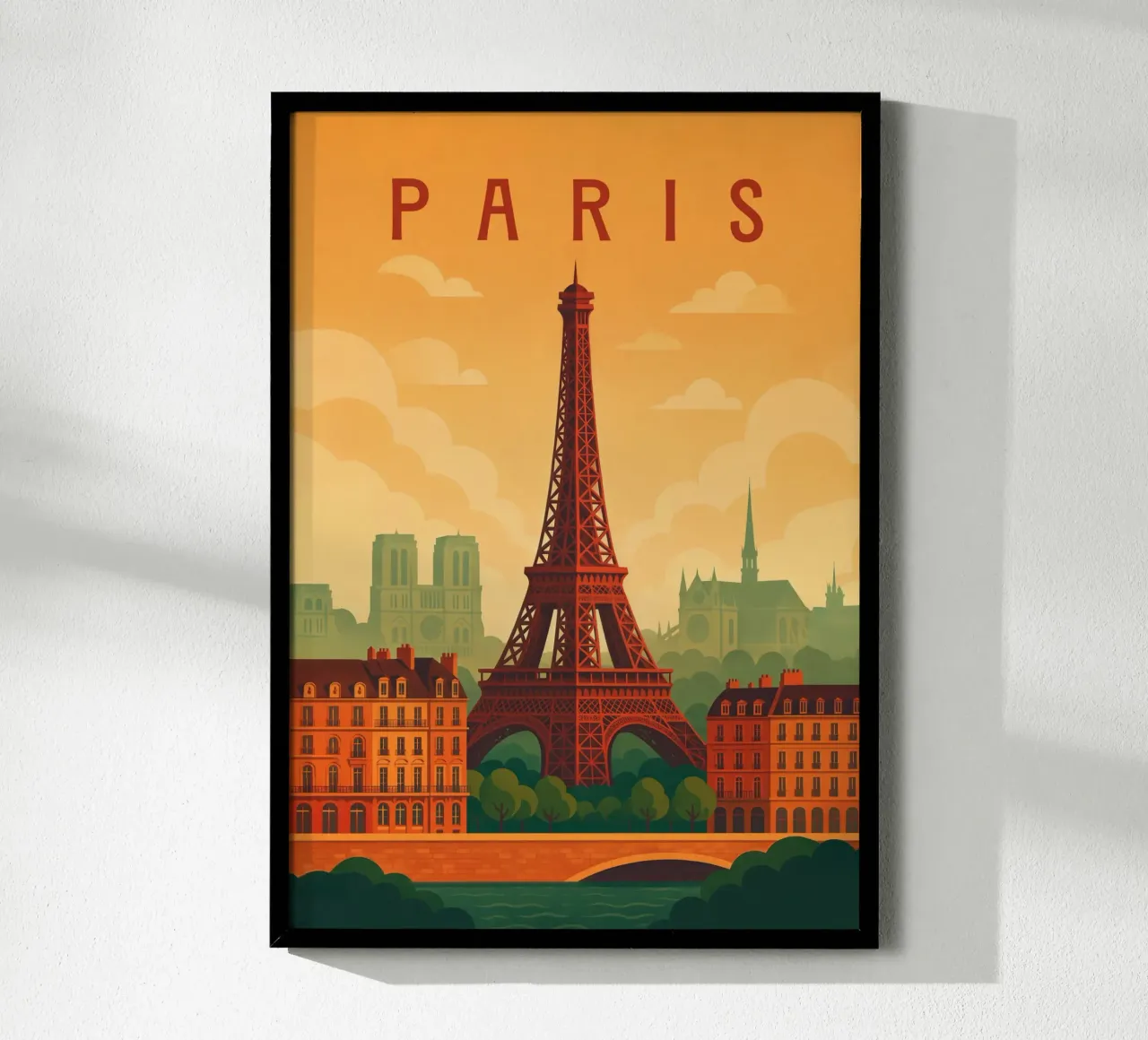 Poster di viaggio Parigi Francia - Torre Eiffel e Senna romantica poster da Wanderlust