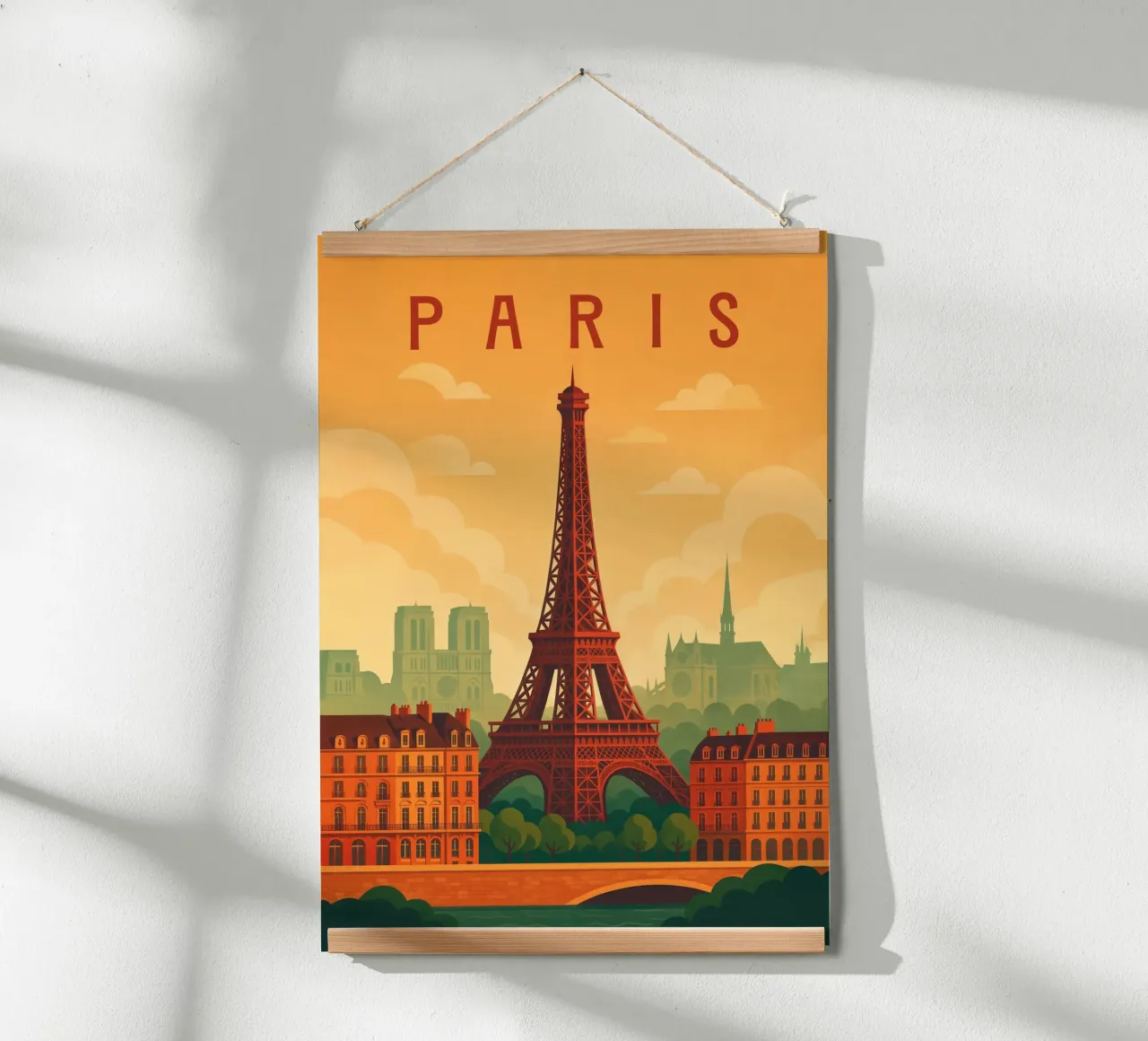 Poster di viaggio Parigi Francia - Torre Eiffel e Senna romantica poster da Wanderlust
