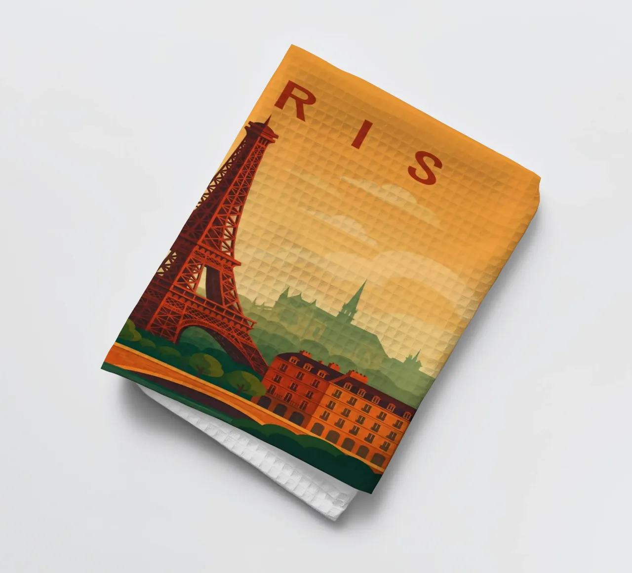 Paris Travel Poster France – Eiffel Tower and Romantic Seine tea towel by Wanderlust
