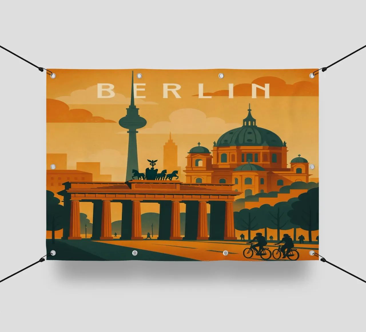 Poster di viaggio Berlino Germania - Paesaggio storico della città con Landm telo in pvc da Wanderlust