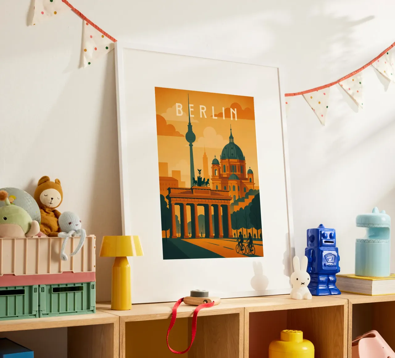 Berlin Travel Poster Germany – Historic Cityscape with Landm Poster von Wanderlust