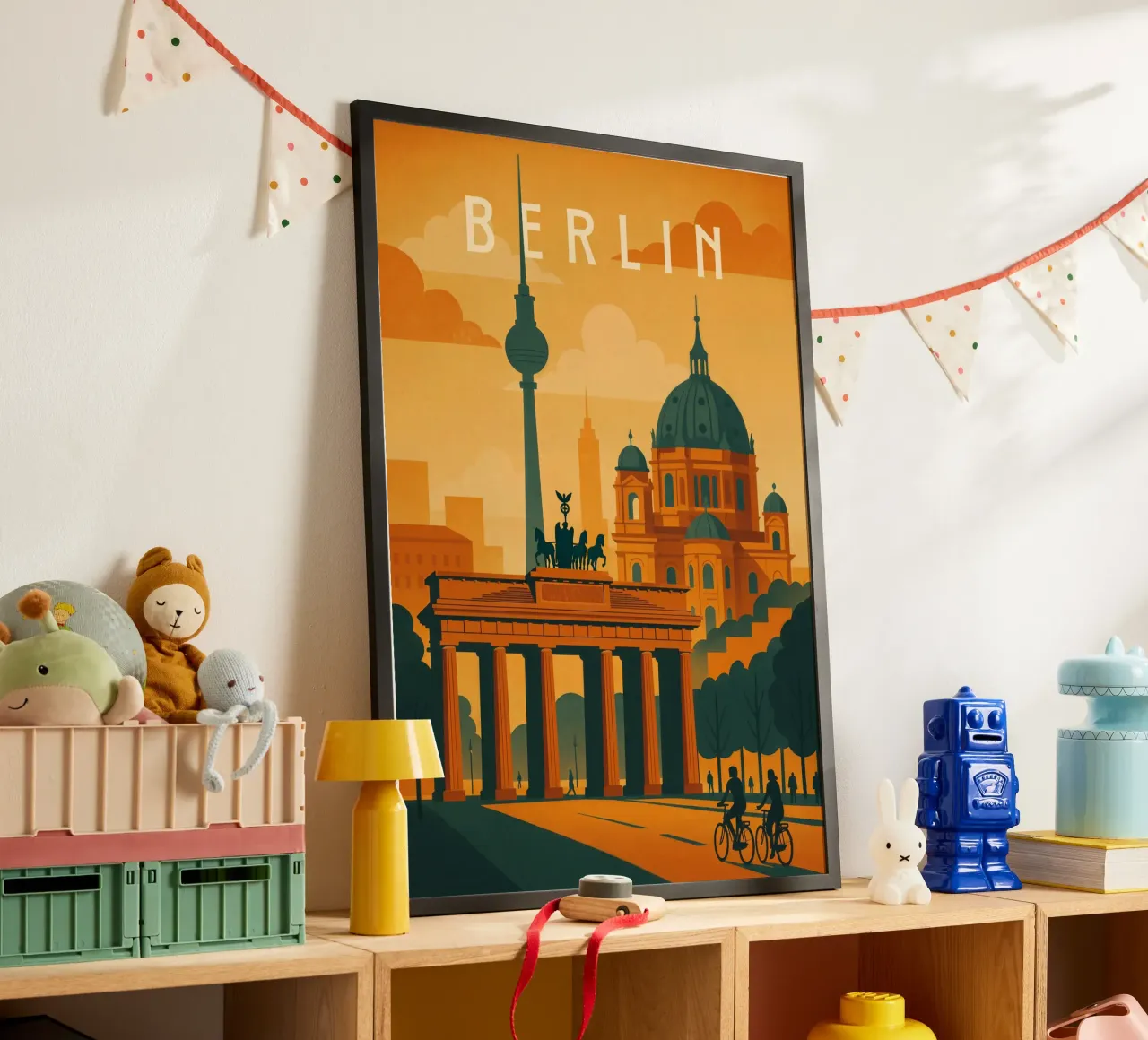Berlin Travel Poster Germany – Historic Cityscape with Landm Poster von Wanderlust