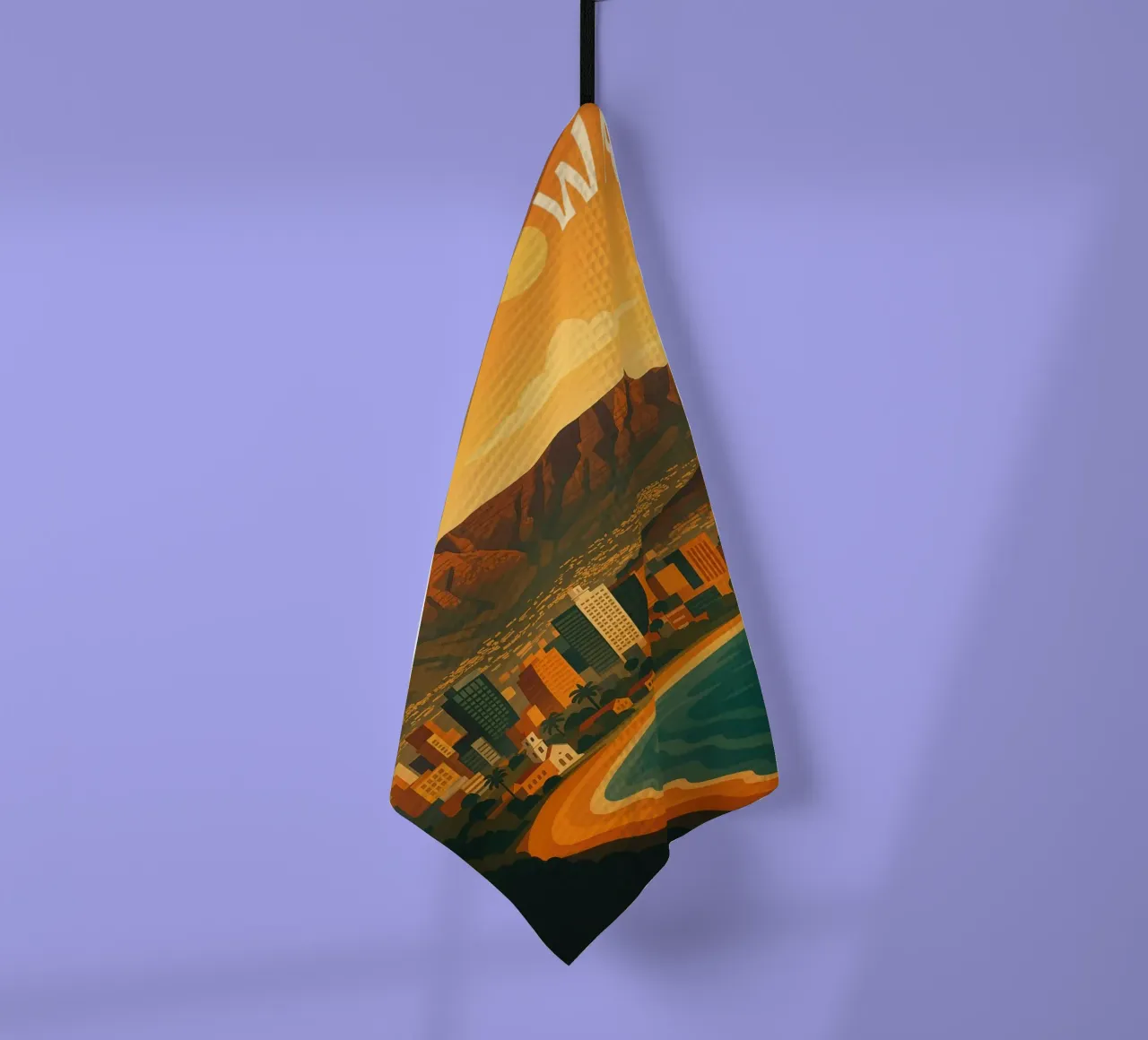 Kaapstad Reisposter Zuid-Afrika - Uitzicht op de Tafelberg theedoek van Wanderlust