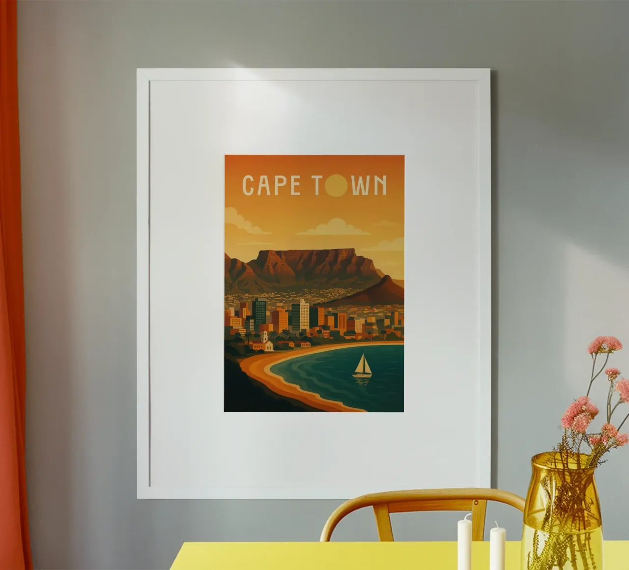 Cape Town Travel Poster South Africa - Vue de la montagne de la Table poster de Wanderlust