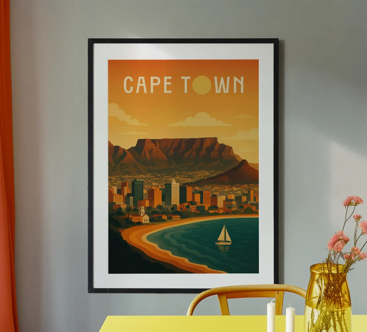 Cape Town Travel Poster South Africa - Vue de la montagne de la Table poster de Wanderlust