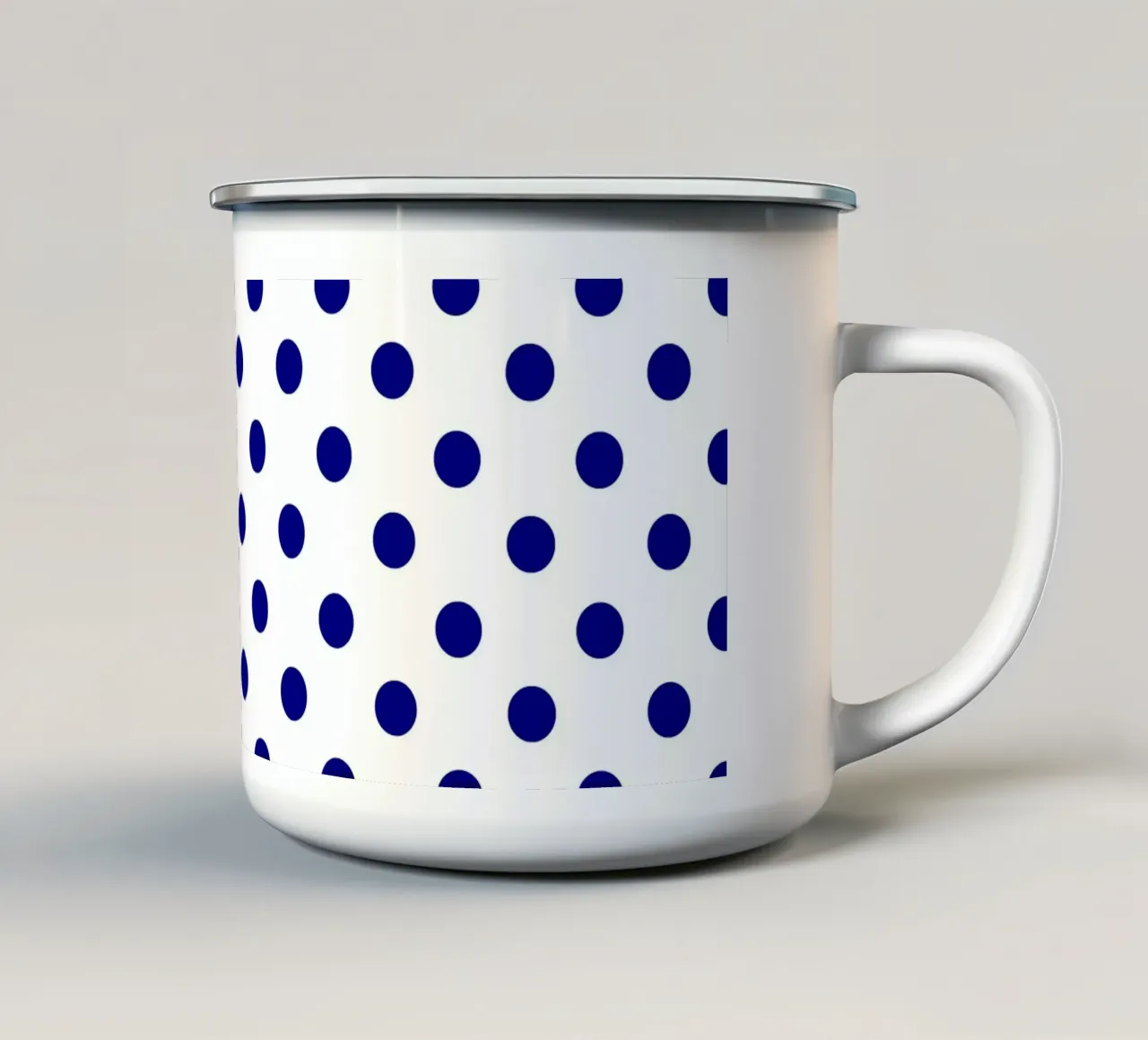 Motivo a pois bianchi e blu navy tazza in smalto da Shark Printables