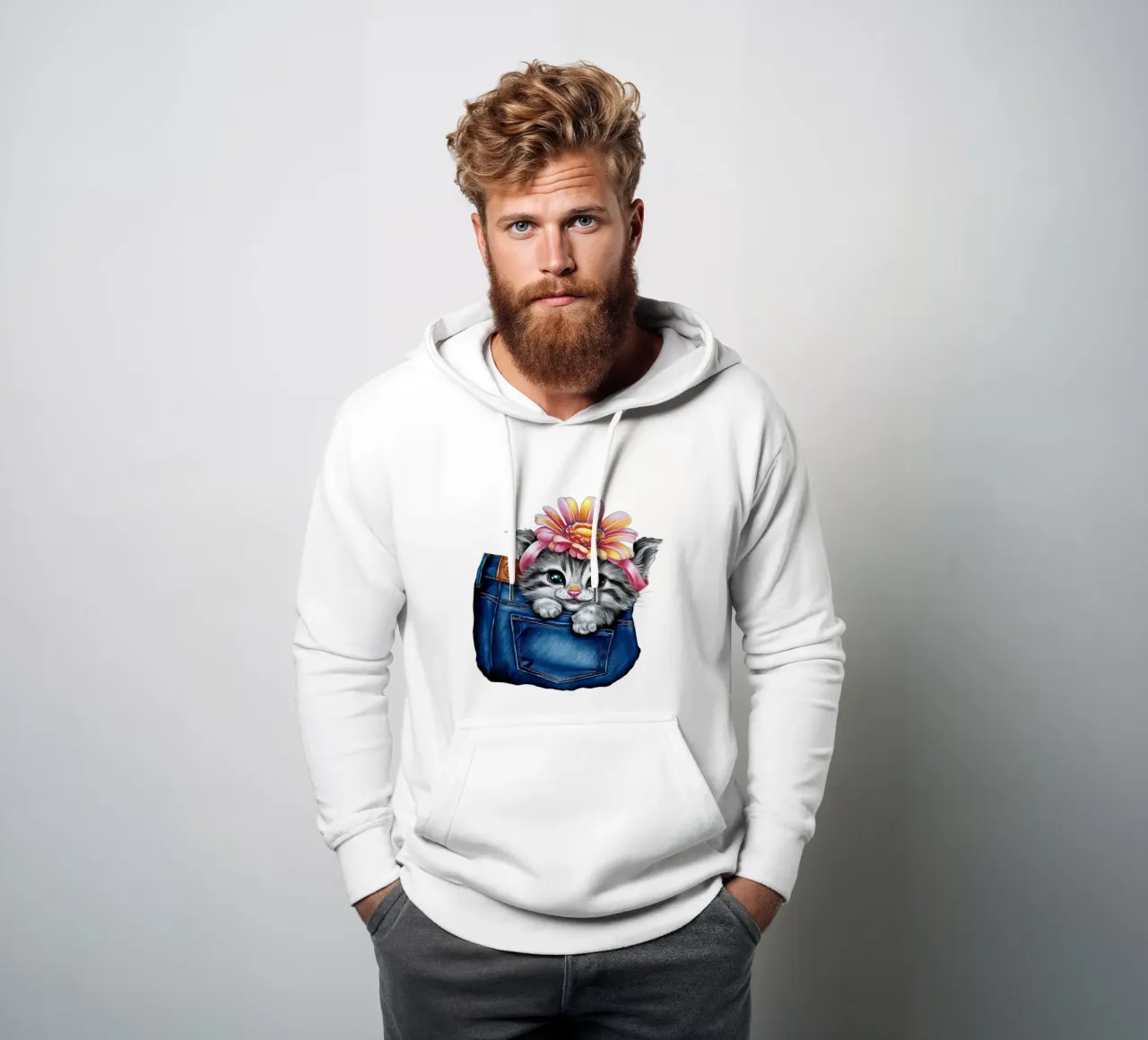 Le chat dans la poche felpa con cappuccio da dinem