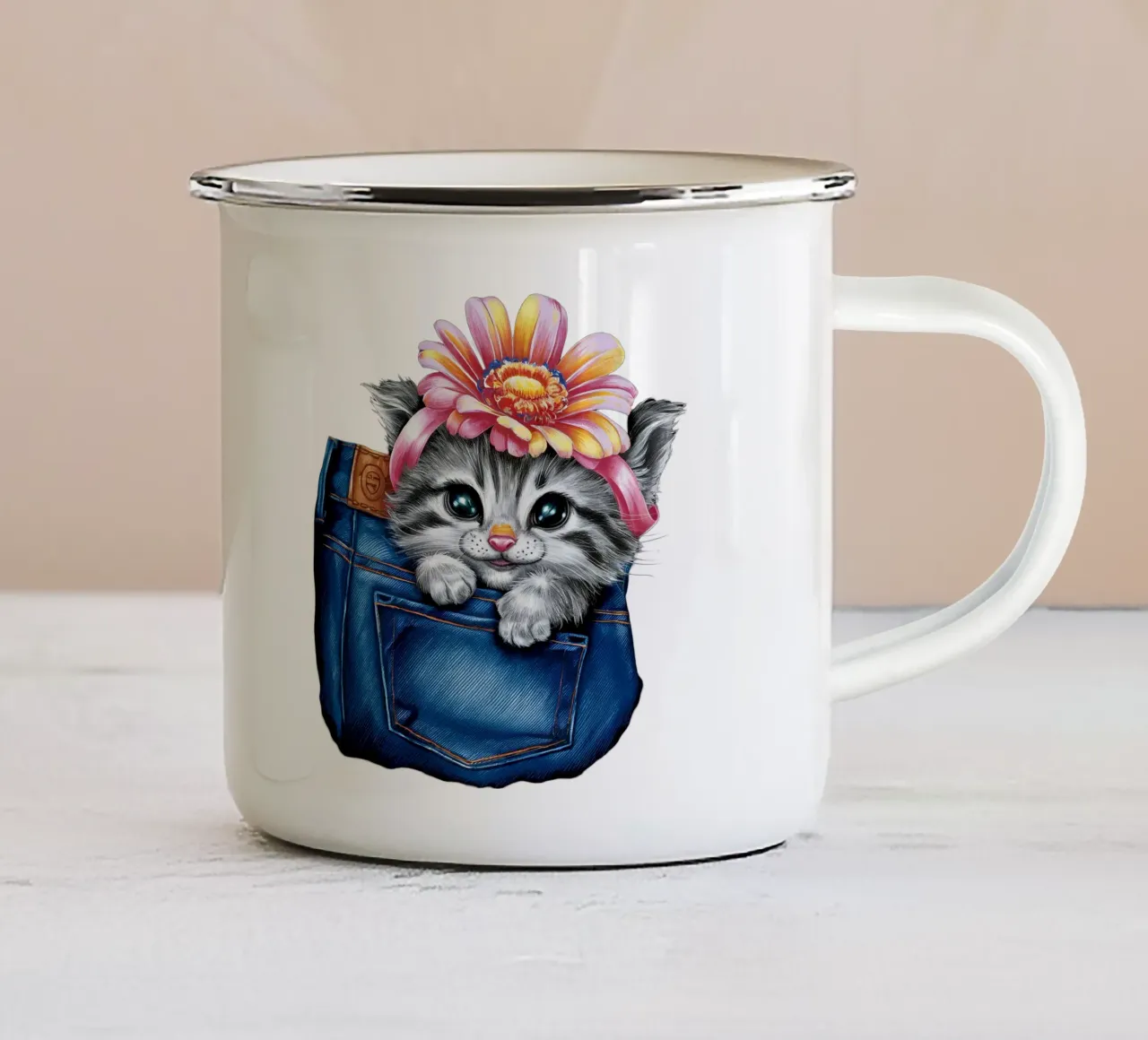 Le chat dans la poche tazza in smalto da dinem