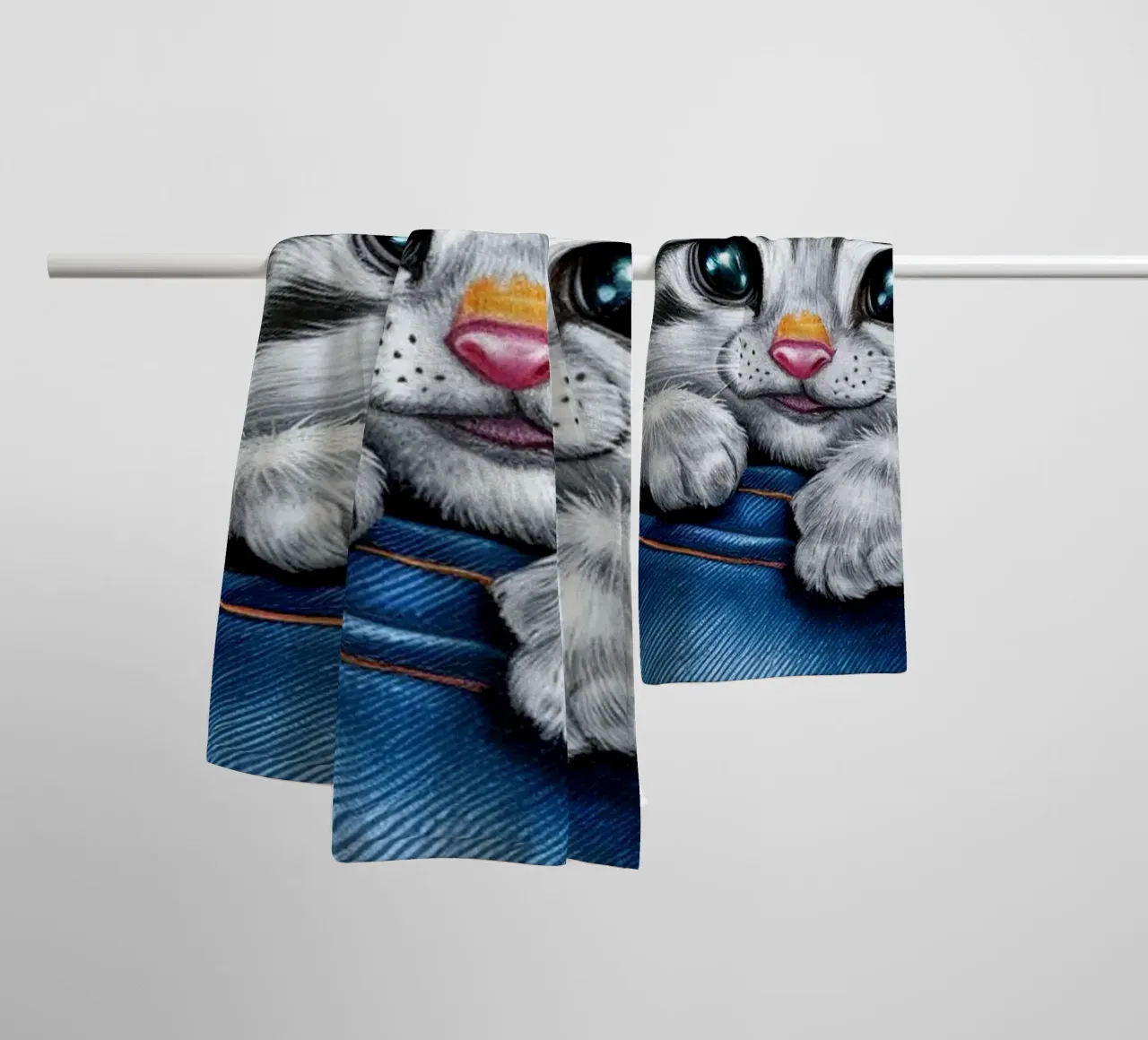 Le chat dans la poche asciugamano da bagno da dinem