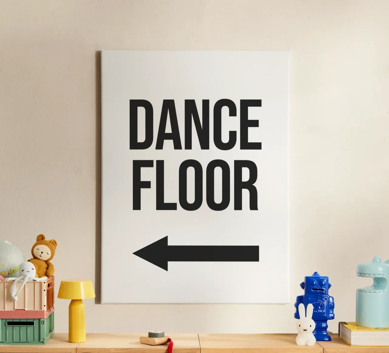 Dansvloer linker pijl canvas met Baklijst van Paigaam Studio