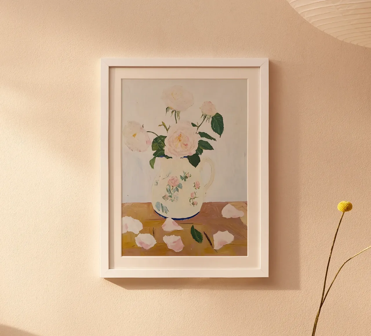 Rose in vaso, fiori, poster floreale, pittura d'epoca poster con telaio in plastica da Little Lila