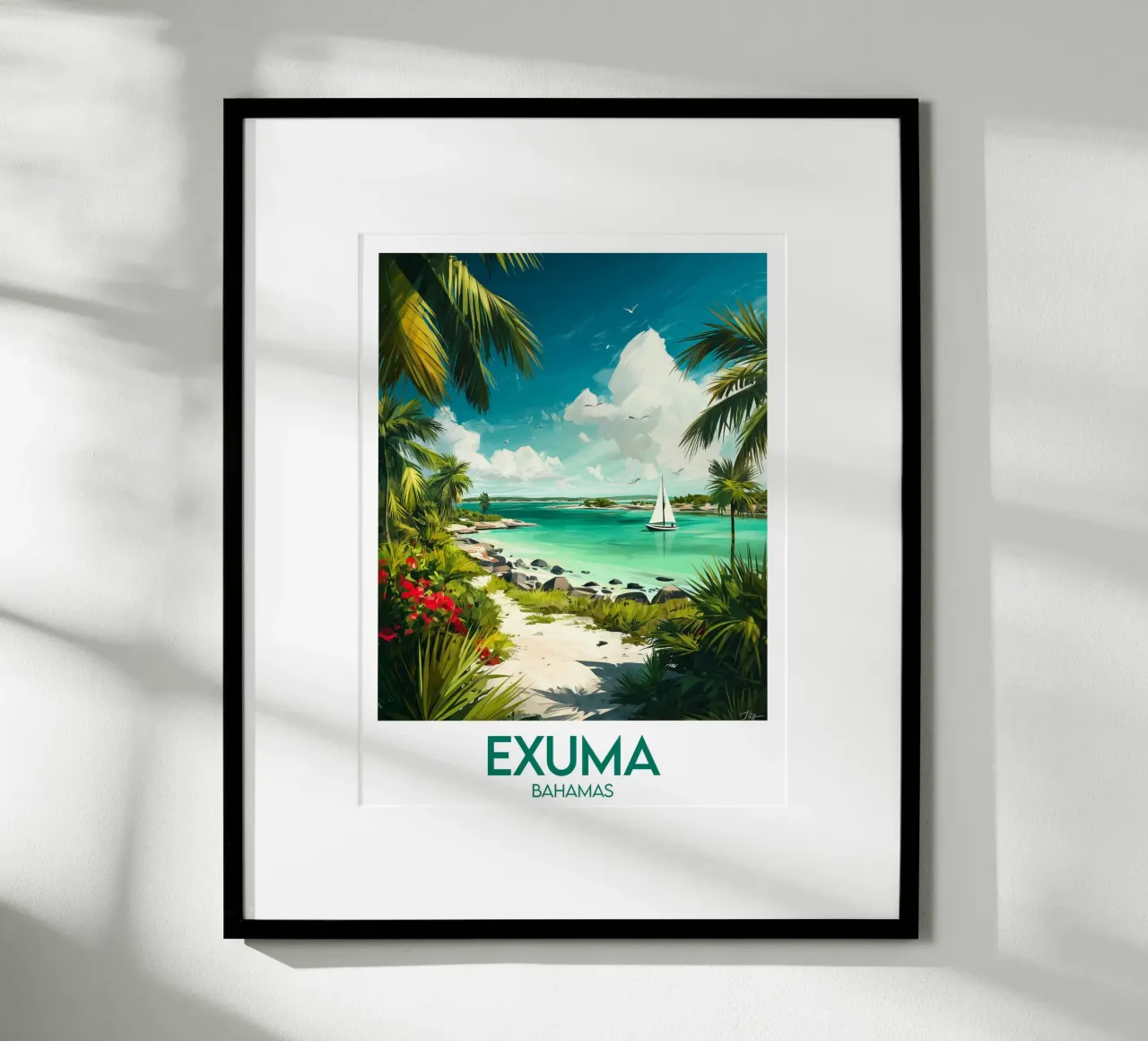 Affiche Exuma Bahamas poster avec cadre en bois de Frame the World