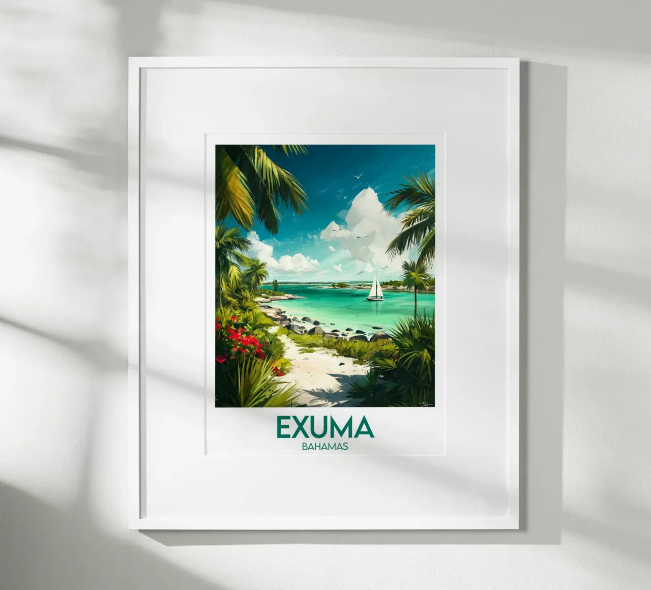 Affiche Exuma Bahamas poster avec cadre en bois de Frame the World