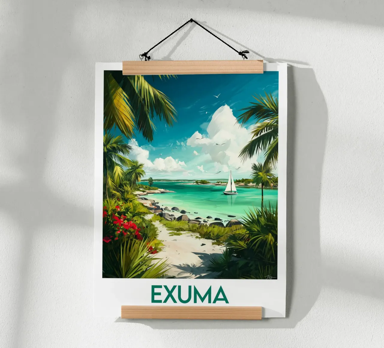 Affiche Exuma Bahamas poster avec cadre en bois de Frame the World