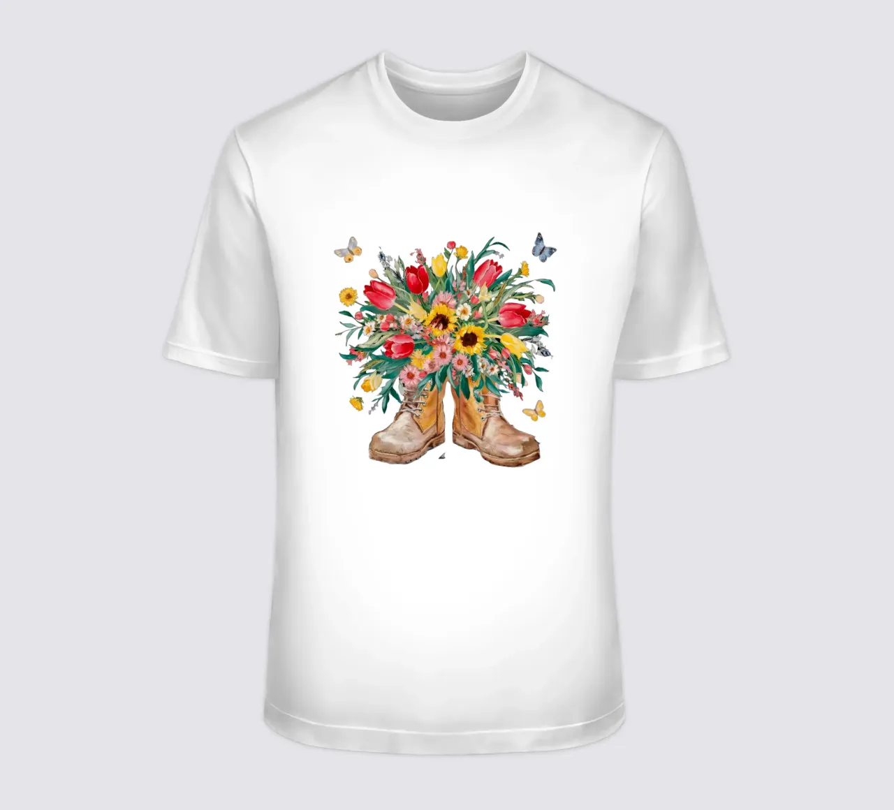 Boots with flowers t-shirt by dinem