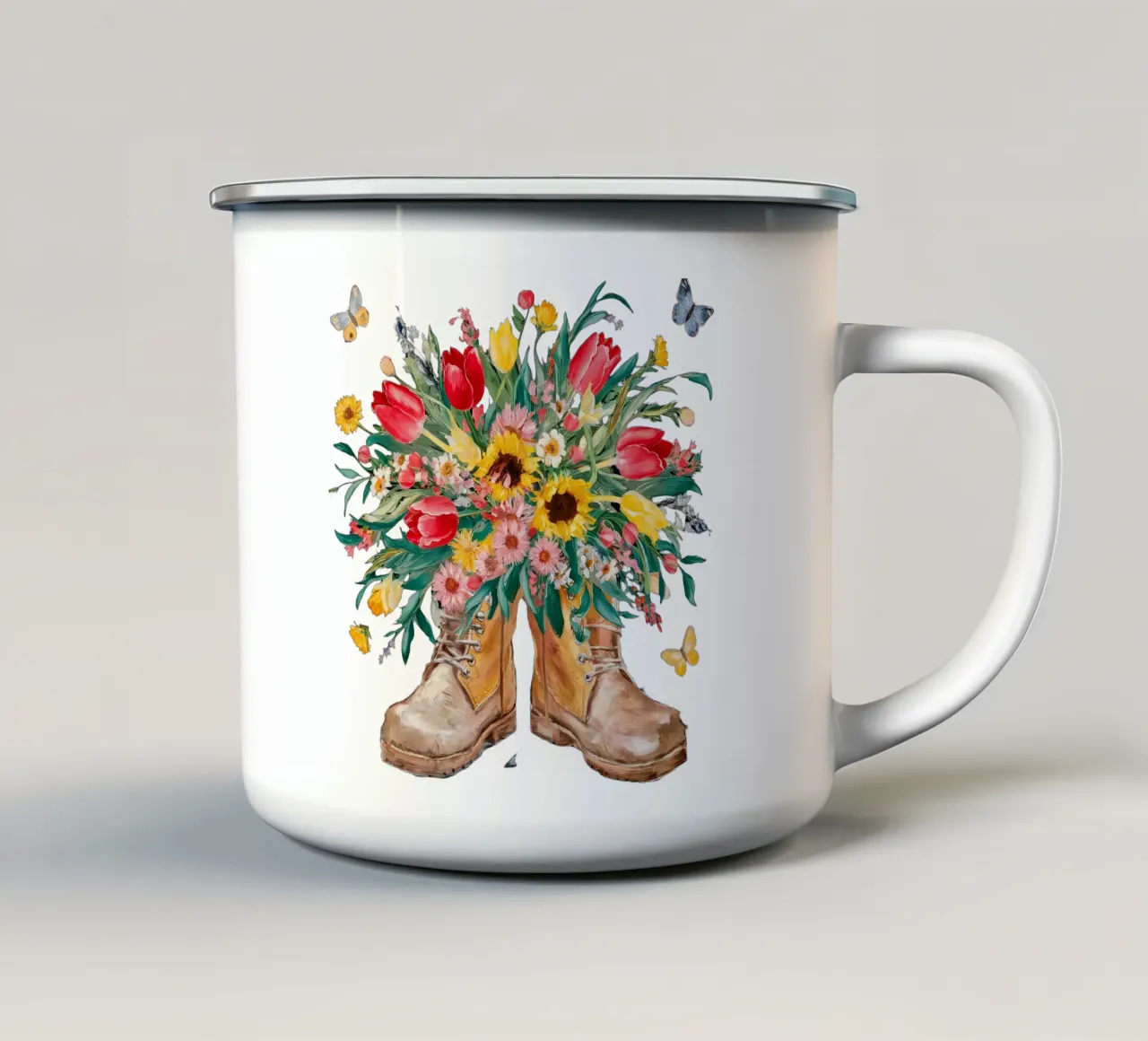 Stivali con fiori tazza in smalto da dinem
