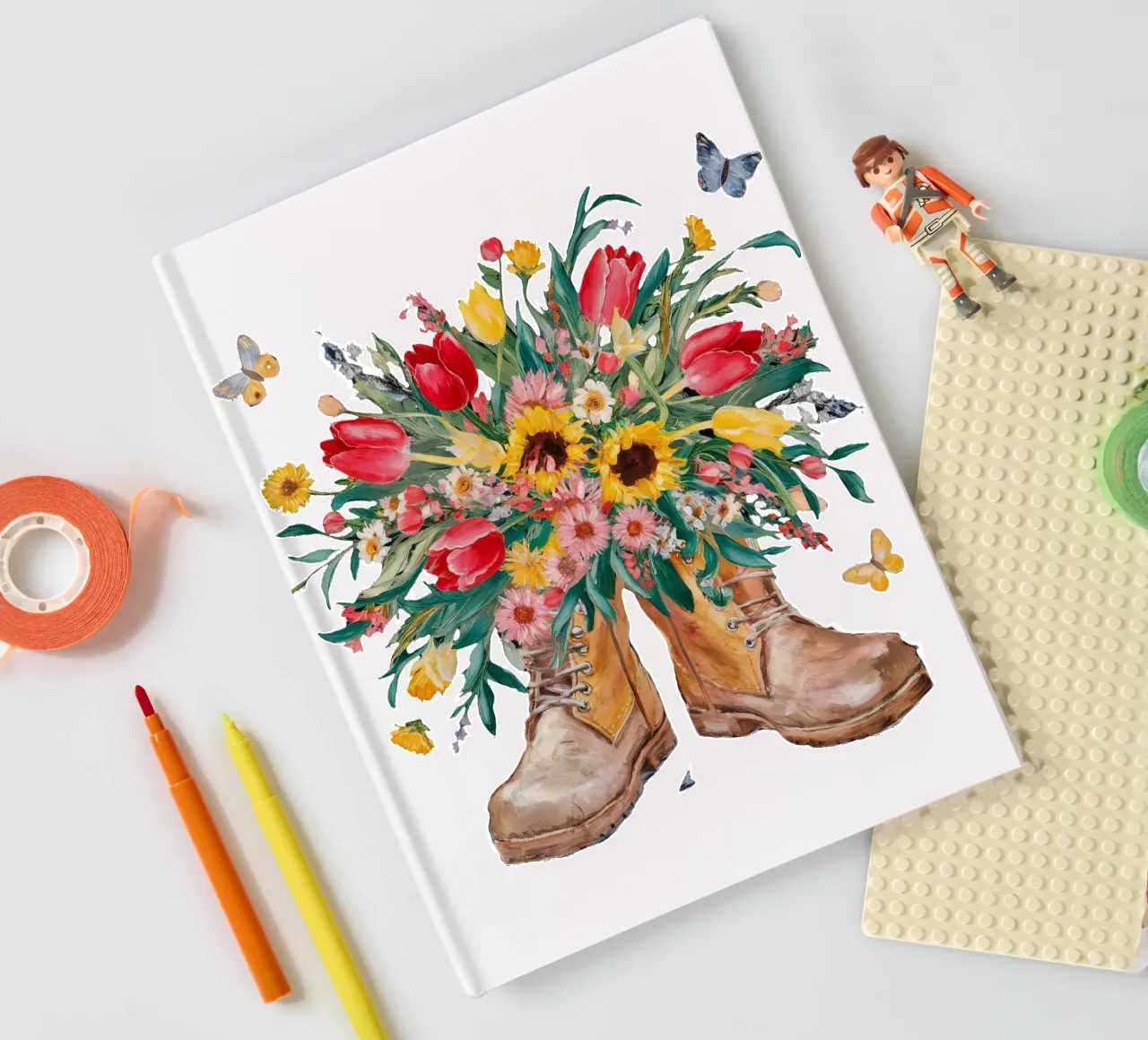 Boots with flowers notebook by dinem