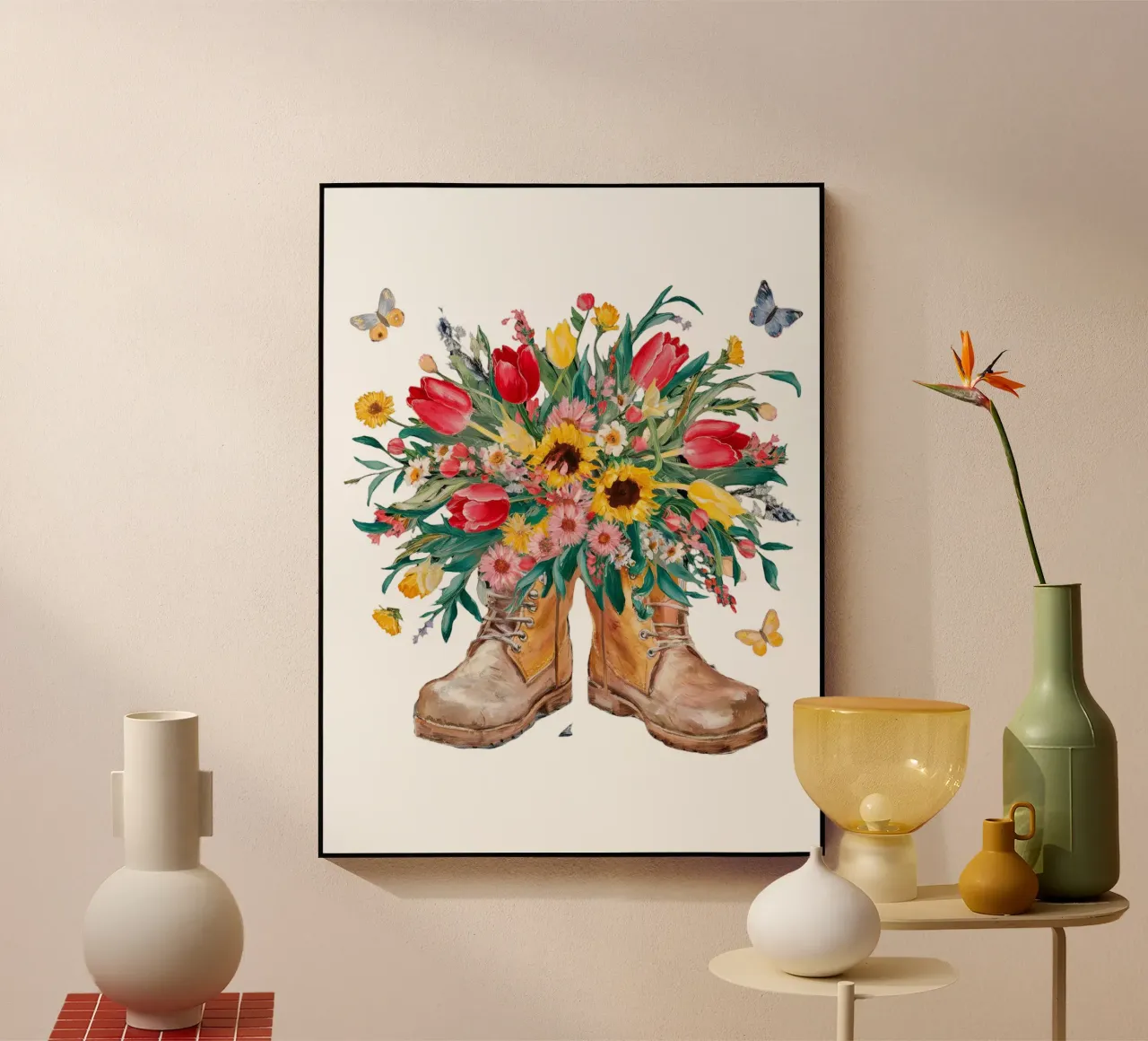 Botas con flores metacrilato de dinem