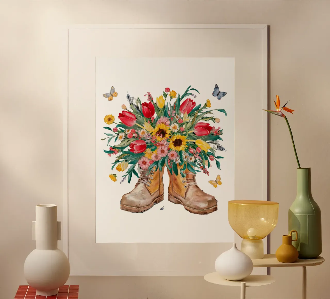 Stivali con fiori carta hahnemühle da dinem