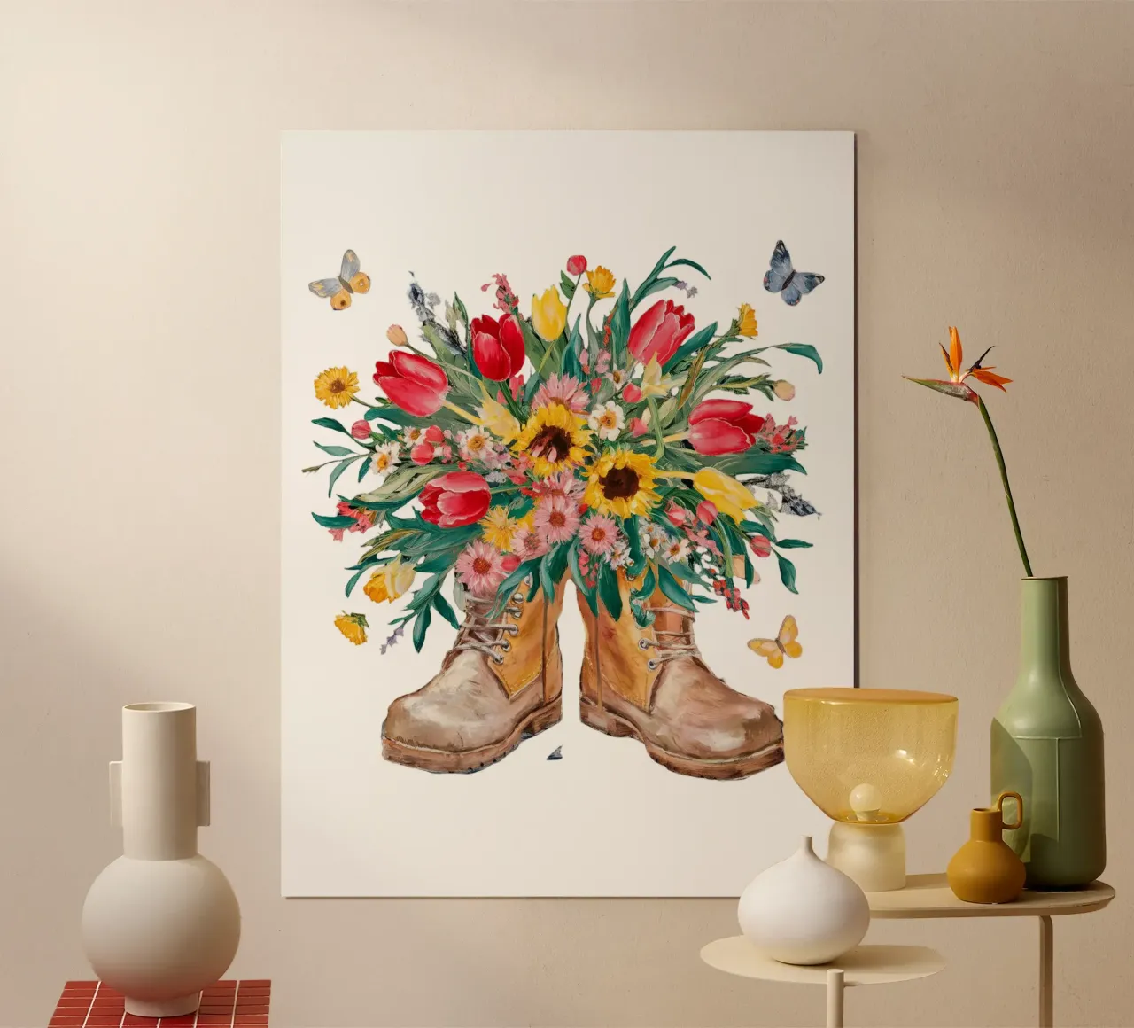Stivali con fiori carta hahnemühle da dinem