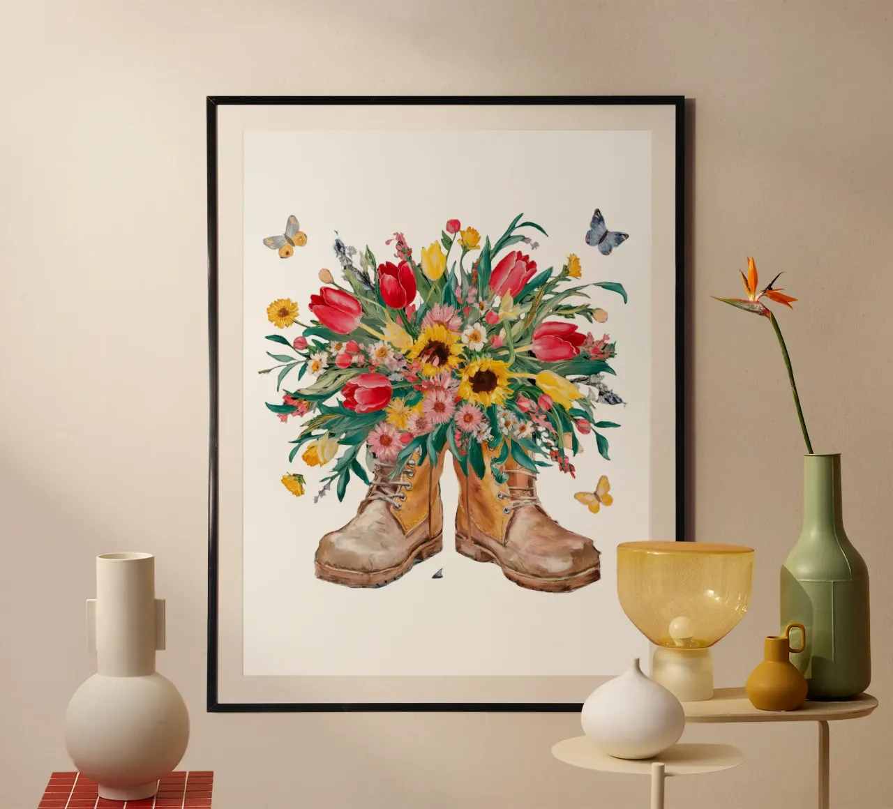 Stivali con fiori carta hahnemühle da dinem