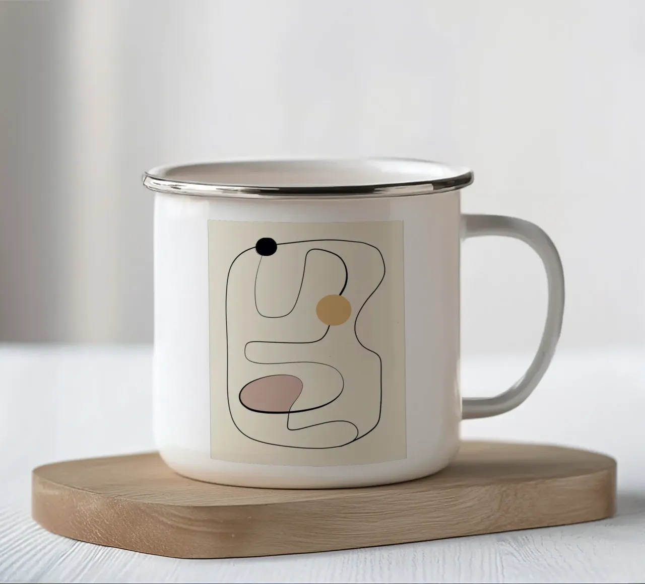 Minimal graceful line art abstract 21 enamel mug by Little Dean
